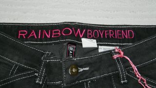 Pantaloni neri con cuciture bianche baggy Y2K