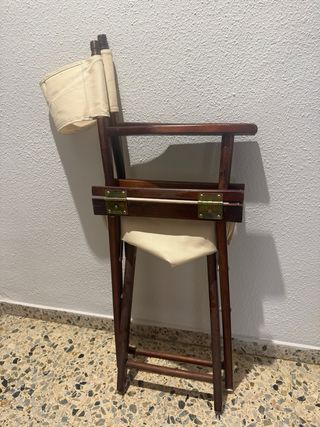 Silla madera y lona plegable vintage