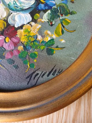 2 Quadri a Olio Fiori Dorati