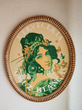 Cuadro antiguo cervecería CRUZ BLANCA