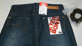 Jeans ragazza blu con bottoni dorati baggy Y2K