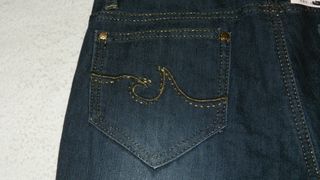 Jeans ragazza blu con bottoni dorati baggy Y2K