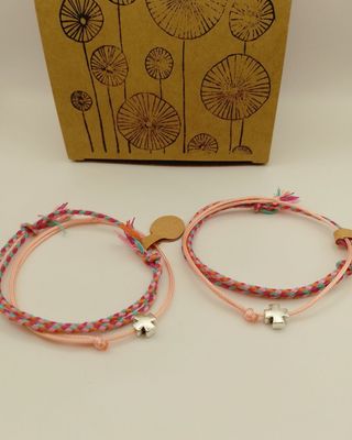 Pulseras BFF2 mujer salmón y violeta