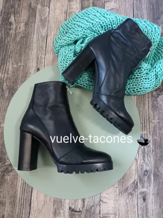 Botín piel tacón cremallera ♡ ZARA * Talla 38