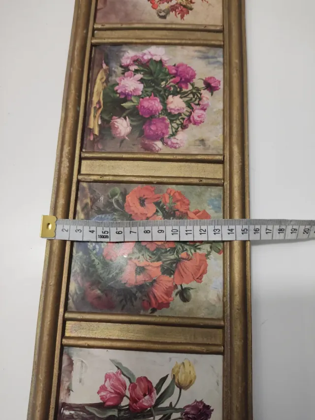 Cuadro 4 flores madera