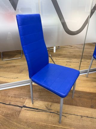 Pack 4 sillas azules tapizadas metal