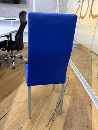 Pack 4 sillas azules tapizadas metal