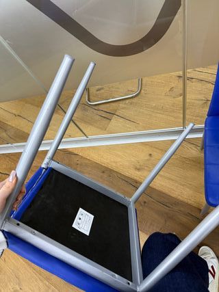 Pack 4 sillas azules tapizadas metal