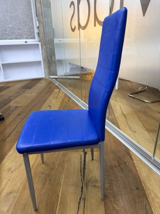 Pack 4 sillas azules tapizadas metal