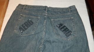 Jeans uomo blu con stampa baggy Y2K