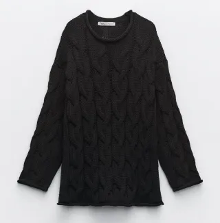 Jersey Zara Negro Punto Ochos Talla S amplia