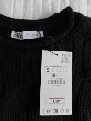 Jersey Zara Negro Punto Ochos Talla S amplia