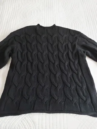 Jersey Zara Negro Punto Ochos Talla S amplia