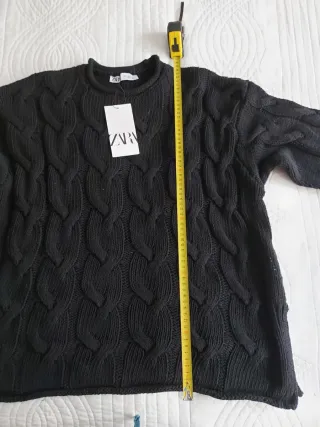 Jersey Zara Negro Punto Ochos Talla S amplia
