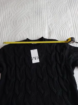Jersey Zara Negro Punto Ochos Talla S amplia