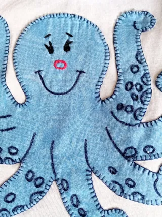 Camiseta infantil pulpo patchwork