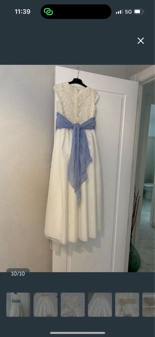 Vestido de comunión beige y blanco