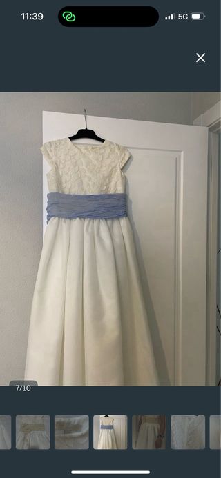 Vestido de comunión beige y blanco