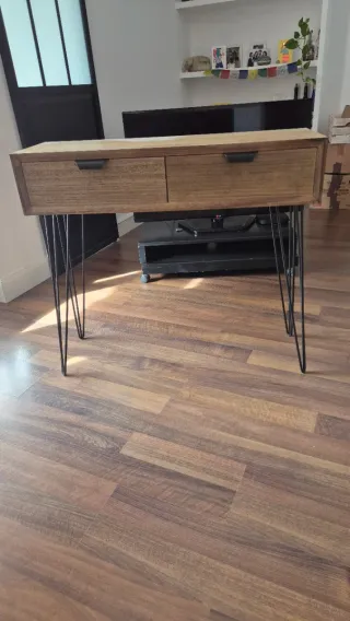 Consola recibidor madera y metal estilo industrial