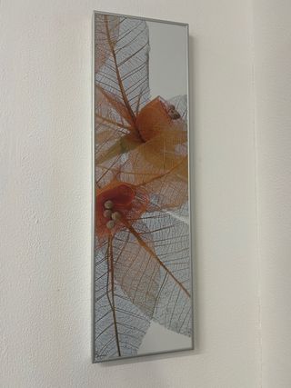 Cuadro moderno hojas secas naranja