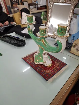 Candelabro Manises 3 velas porcelana