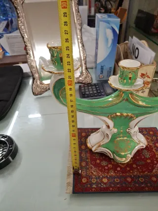 Candelabro Manises 3 velas porcelana