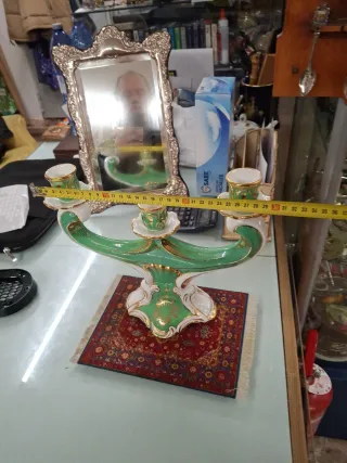 Candelabro Manises 3 velas porcelana