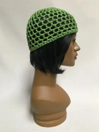 Mesh hat verde, riflessi lurex argento