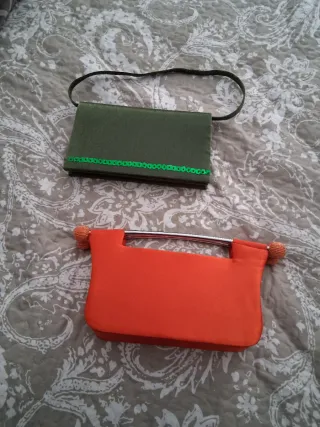 Bolsos de fiesta/boda verdes y naranjas