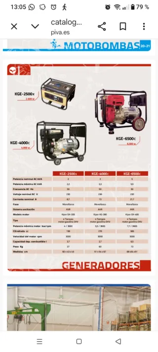Generador Kipor KGE4000C Gasolina 50 Hz  IMPECABLE