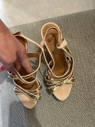 Sandali eleganti glitter rosa cipria n. 39