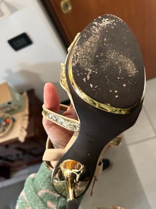 Sandali eleganti glitter rosa cipria n. 39