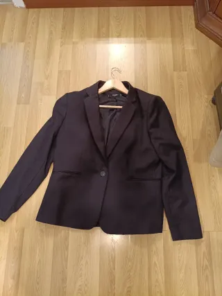 Americana Mango Negra 1 Botón y hombreras