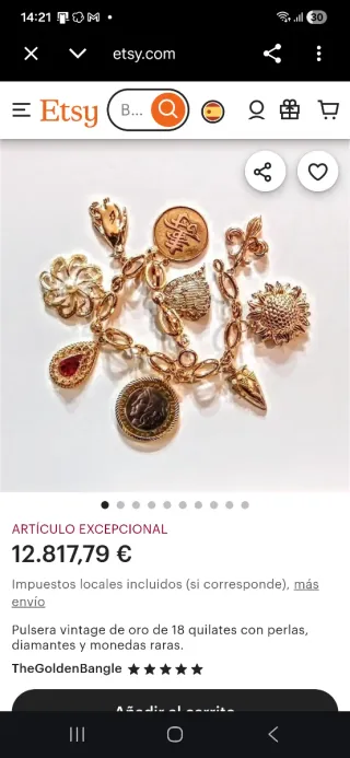 Pulsera de Oro 18K con moneda de oro 1823