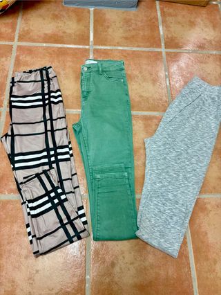 Lote 3 Pantalones Verdes y Estampados