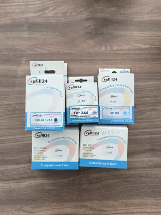 Cartuchos de Tinta refill24 HP 344, 88, Epson T013