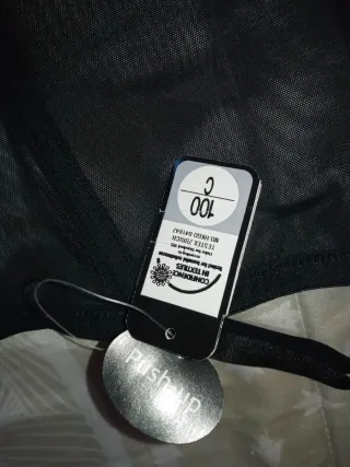 Corsé negro encaje push-up talla 100C Y braguitas