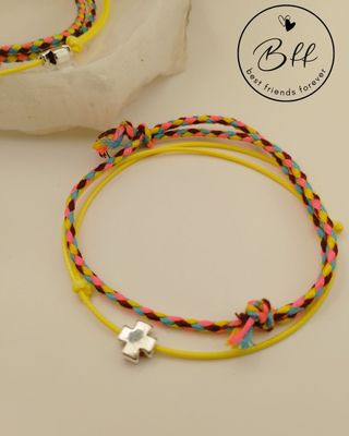2 Pulseras BFF Cruz Amarillo-Multicolor