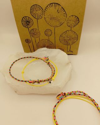 2 Pulseras BFF Cruz Amarillo-Multicolor