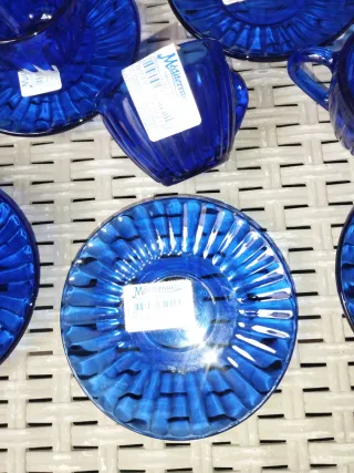 12 Tazzine Caffè Vetro Blu Mediterraneo