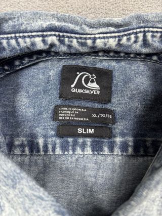 Camicia Denim Quiksilver XL Slim Fit Blu Lavato