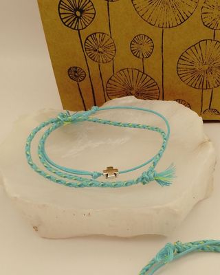 2 Pulseras BFF7 Cruz Turquesa