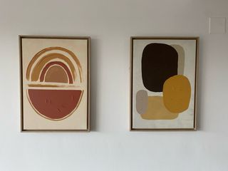 Set di 2 quadri astratti beige e marrone