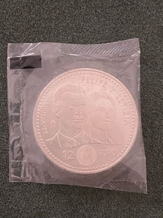 Moneda Plata Felipe y Letizia 12 Euro