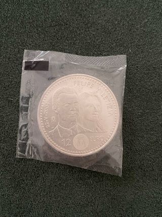 Moneda Plata Felipe y Letizia 12 Euro