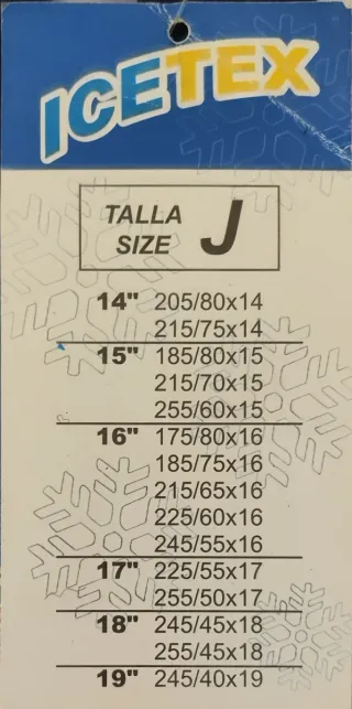 Cadenas textiles para Nieve ICETEX Talla J