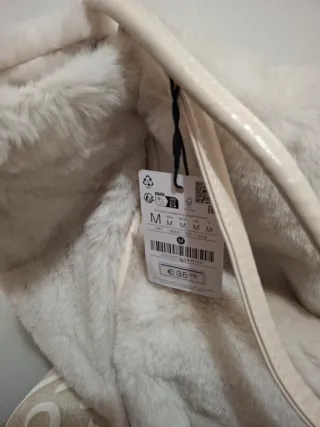 Borsa shopper pelliccia beige/bianca