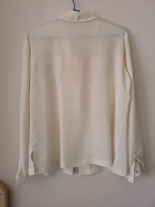 Blusa vintage seda beige bordada