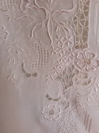 Blusa vintage seda beige bordada