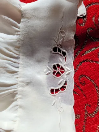 Blusa vintage seda beige bordada